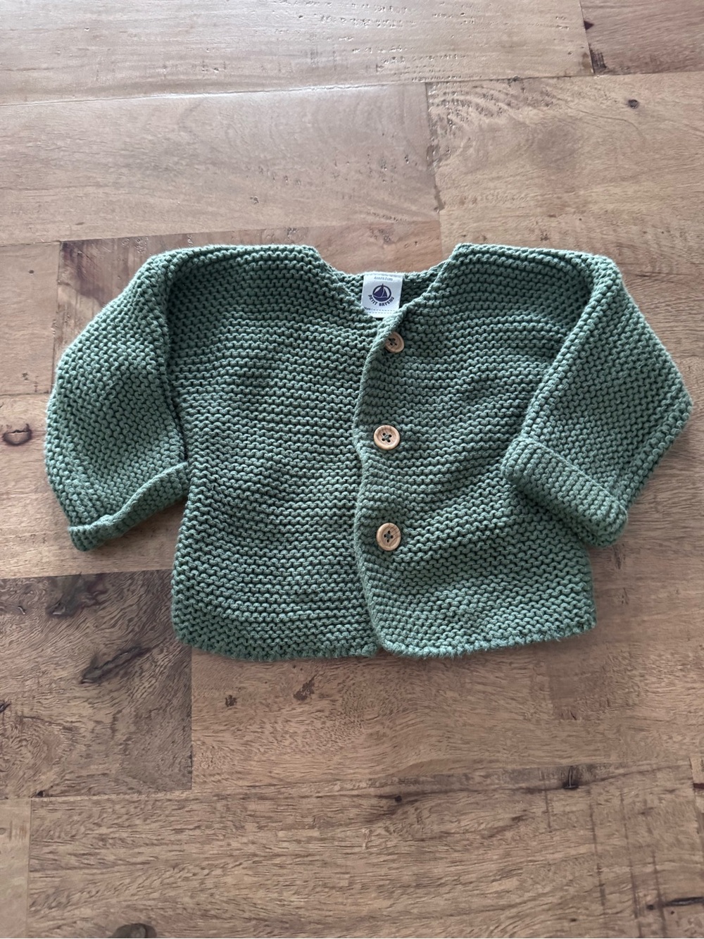 Petit bateau Green Knit Button-Front Sweater cardigan sz 6 months cotton Unisex